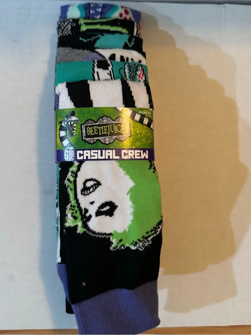 Beetlejuice Men's Crew Socks, 6-Pack, Shoe Sizes 8-12